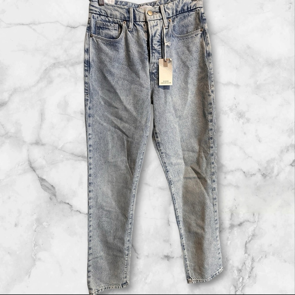 Good American Jeans Womens 0/25 Blue Straight Leg Denim